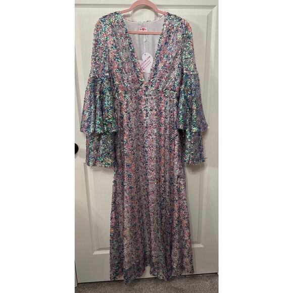 NWT Buddy Love Sequin Colette Long Sleeve Maxi Dress in Flash, S - Picture 5 of 12